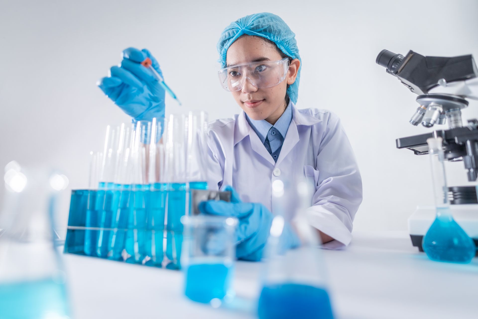 Researcher working carefully with laboratory samples